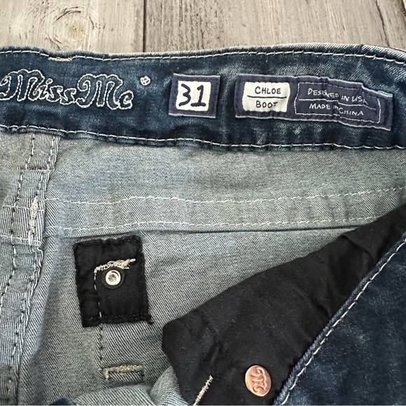 Miss Me Blue Boot Cut Jeans with Distressed Look - Picture 3 of 3